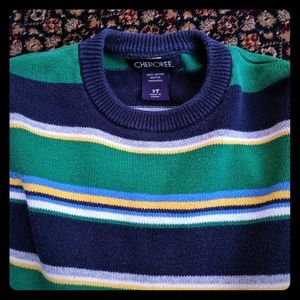 Cherokee sweater striped blue/green 3t